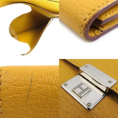 Pre-owned Hermes Yellow Chevre Leather Wallet (bi-fold) ()