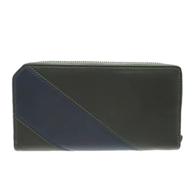 Pre-owned Jimmy Choo Blue Khaki Leather Long Wallet (bi-fold) ()