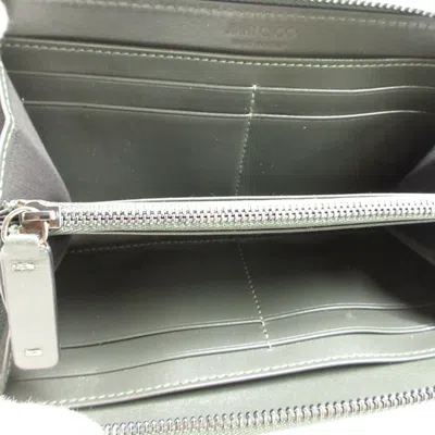 Pre-owned Jimmy Choo Blue Khaki Leather Long Wallet (bi-fold) ()