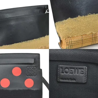 Pre-owned Loewe Black Brown Red Color Suede Cotton Leather Shoulder Bag ()
