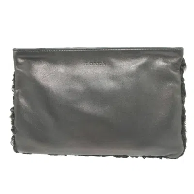 Pre-owned Loewe Black Leather Fur Clutch Bag ()