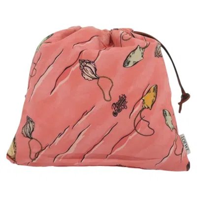 Pre-owned Loewe Drawstring Pouch Pink Canvas Clutch Bag ()