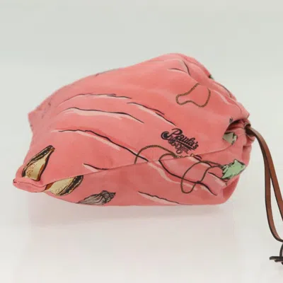 Pre-owned Loewe Drawstring Pouch Pink Canvas Clutch Bag ()