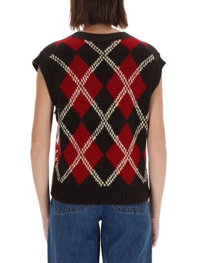 Guest In Residence Argyle Checked Wool And Cashmere-blend Vest In Red