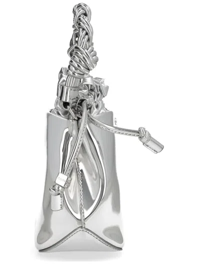 Ganni Mini Bou Twisted-handle Bucket Bag In Metallic