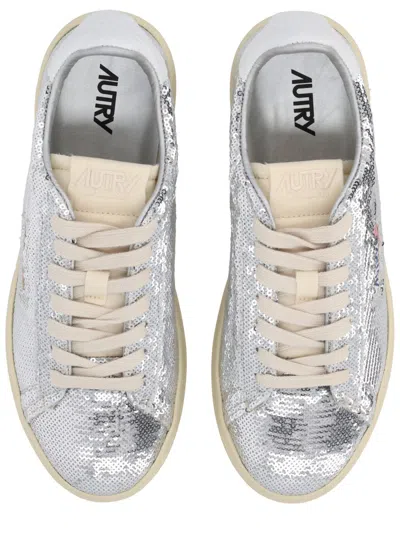 Autry "dallas Low Sparkling" Sneaker In Silver