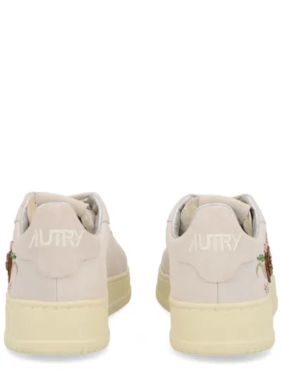 Autry Dallas Floral-embroidered Sneakers In Animal Print