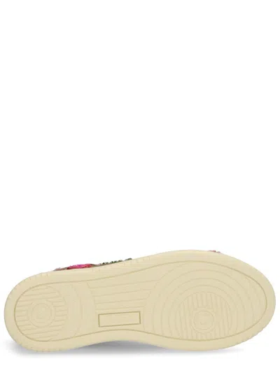 Autry Dallas Low Sneakers With Embroidered Floral Details In Brown