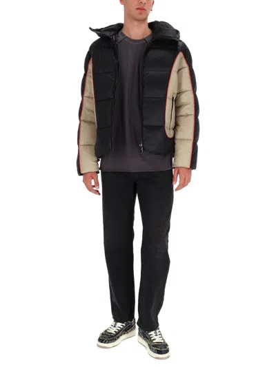 Diesel W-ostend Impactful Color-block Puffer Jacket In Black