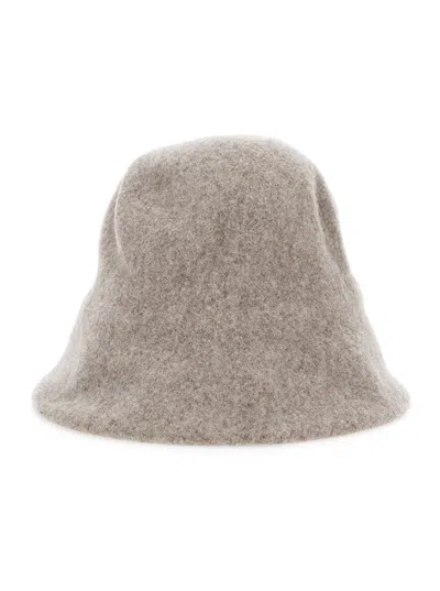 Vivienne Westwood Beige Hat With Orb Logo Embroidered On The Front In Wool Unisex In Gray