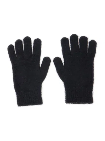Vivienne Westwood Black Gloves With Orb Logo Embroidered On The Front In Wool Blend Unisex In Black