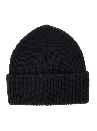 Vivienne Westwood Black Ribbed Beanie With Orb Logo Embroidered In Wool Unisex In Black
