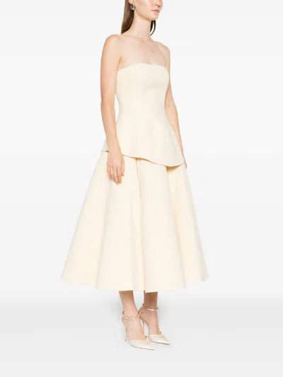 Solace London Ada Strapless Peplum Midi Dress