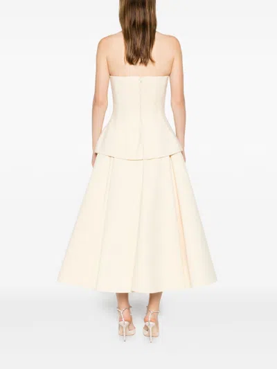 Solace London Ada Strapless Peplum Midi Dress