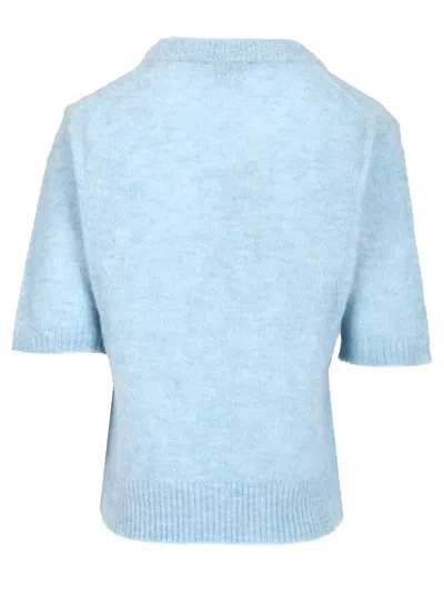 Ganni Alpaca Sweater T-shirt Light Blue In Blue
