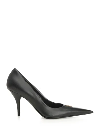 Balenciaga Black Leather Avenue Bb Editor 90 Pumps In Black