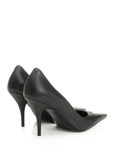 Balenciaga Black Leather Avenue Bb Editor 90 Pumps In Black