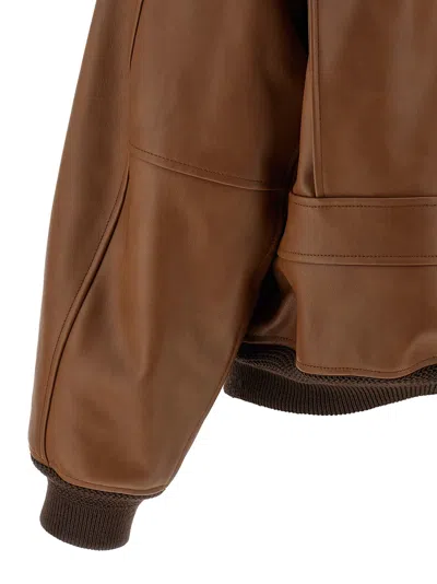 Saint Laurent Aviator Bomber Jacket Puffer Jackets Brown In Brown