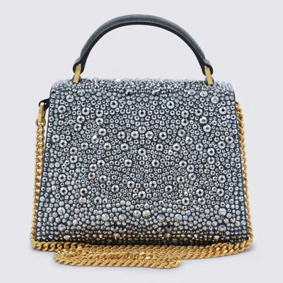 Valentino Crystal Vsling Small Top Handle Bag In Silver