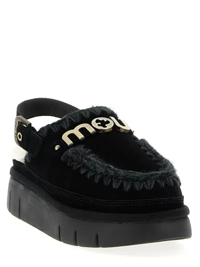 Mou Bounce Clog Back Strap Flat Shoes Black In Multi