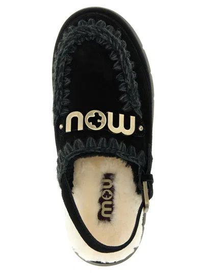 Mou Bounce Clog Back Strap Flat Shoes Black In Multi