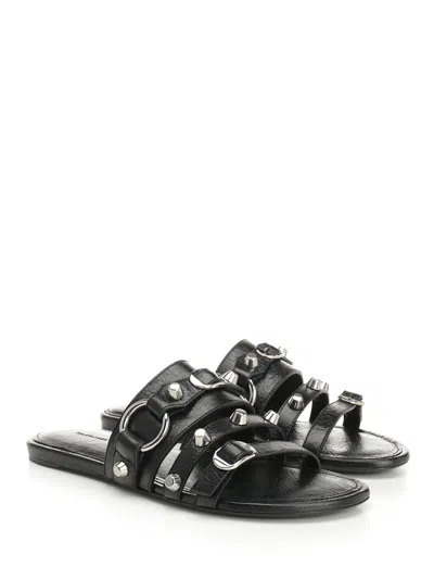Balenciaga City Flat Sandals In Black