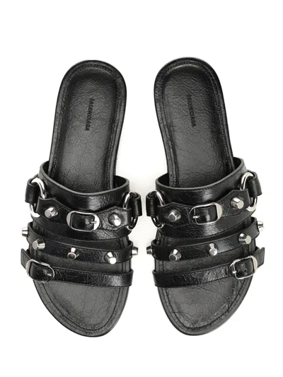 Balenciaga City Flat Sandals In Black