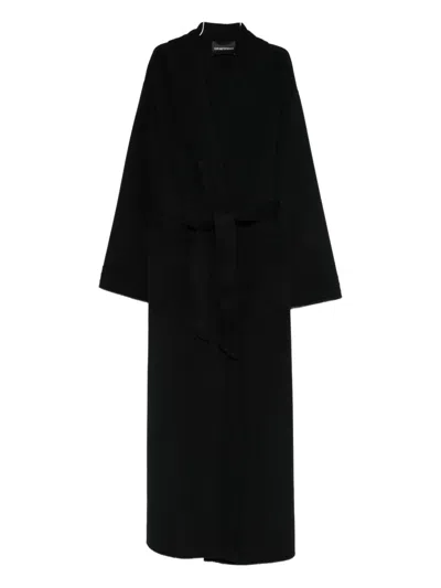 Emporio Armani Wide-sleeves Coat In Black
