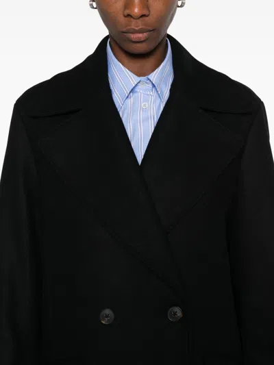 Paul Smith Double-breasted Coat Featuring Flap Pockets In Black