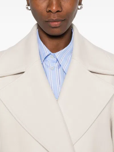 Paul Smith Double-breasted Coat Featuring Flap Pockets In Neutral