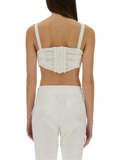Moschino Couture Cotton And Silk Voile Crop Top In Neutral