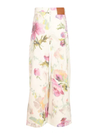 Loewe Digital Floral Print Jeans Rose