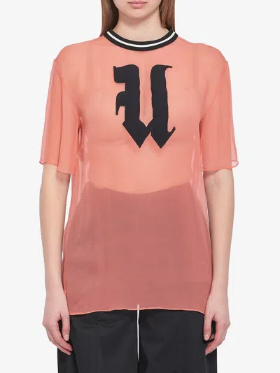 Emanuel Ungaro U Logo Patch Sheer Blouse In Red