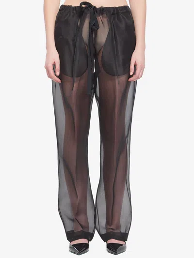 Khaite Trenton Silk-blend Organza Wide-leg Pants In Black