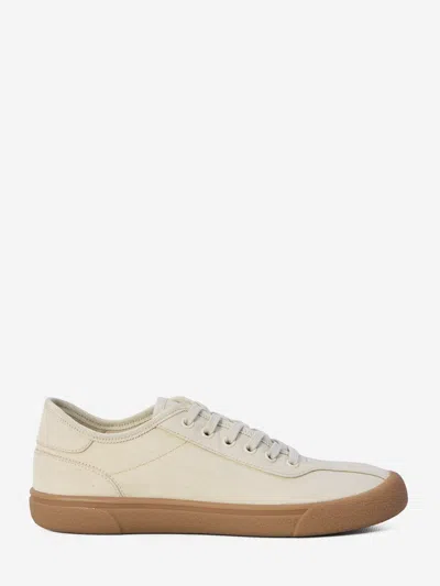 The Row Beige Viscose And Linen Canvas Sneakers In Neutral
