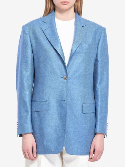 Tagliatore Single-breasted Jacket In Light Blue
