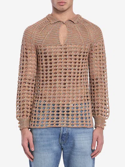 Valentino Garavani Multicolor Crochet Sweater In Pink