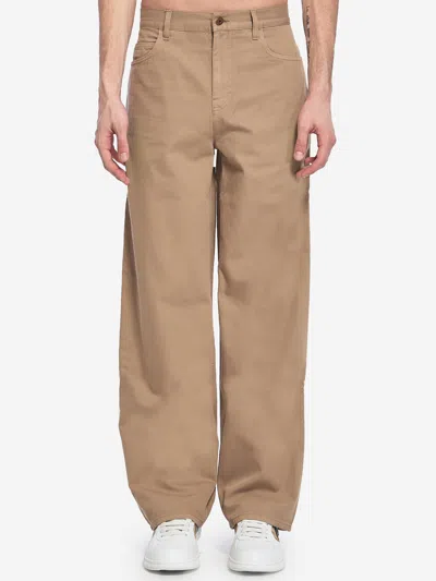 Burberry Logo Patch Wide-leg Pants In Brown