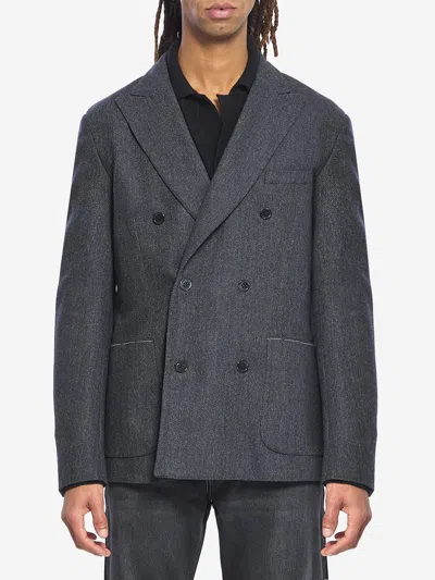 Tonello Double-breasted Casual Jacket In Grey