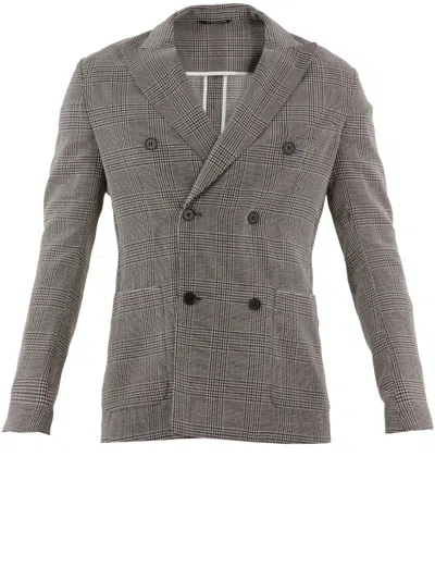 Tonello Double-breasted Glen Plaid Jacket In Beige