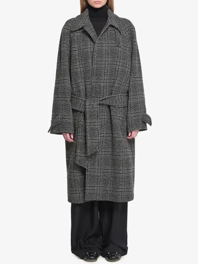 Balenciaga Vintage Checked Wool One Layer Raglan Coat Clothing