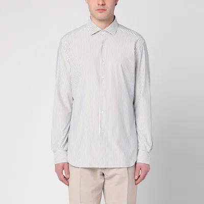 Xacus White And Brown Stripes Shirt In White