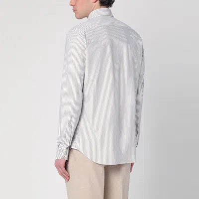 Xacus White And Brown Stripes Shirt In White