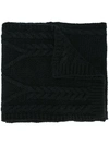 Moncler Cable Knit Scarf In 999 Black