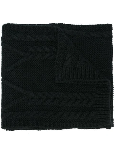 Moncler Cable Knit Scarf In 999 Black