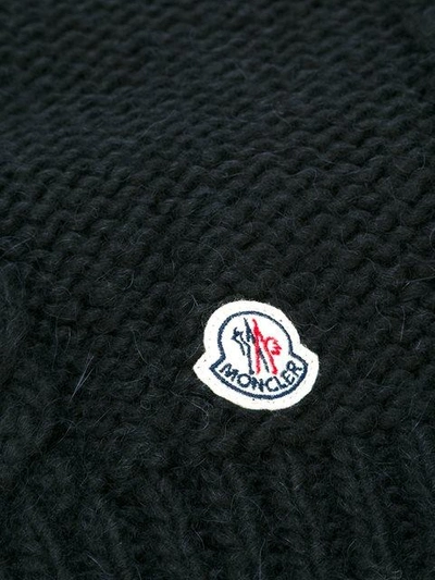 Shop Moncler Cable Knit Scarf In 999 Black