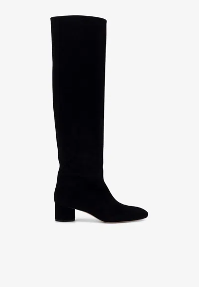 Aeyde Suede Block Heel Over-the-knee Boots In Black