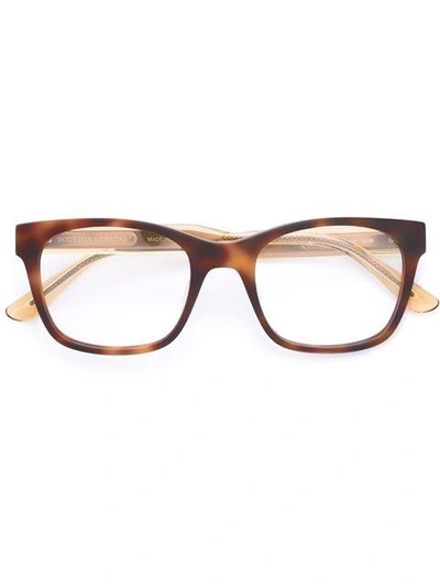 Shop Bottega Veneta Eyewear Square Frame Glasses - Brown