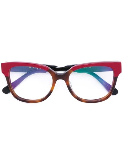 Marni Colour Block Optical Glasses In Red