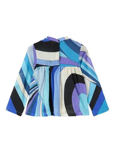 Pucci Junior Iride-print T-shirt In Blue